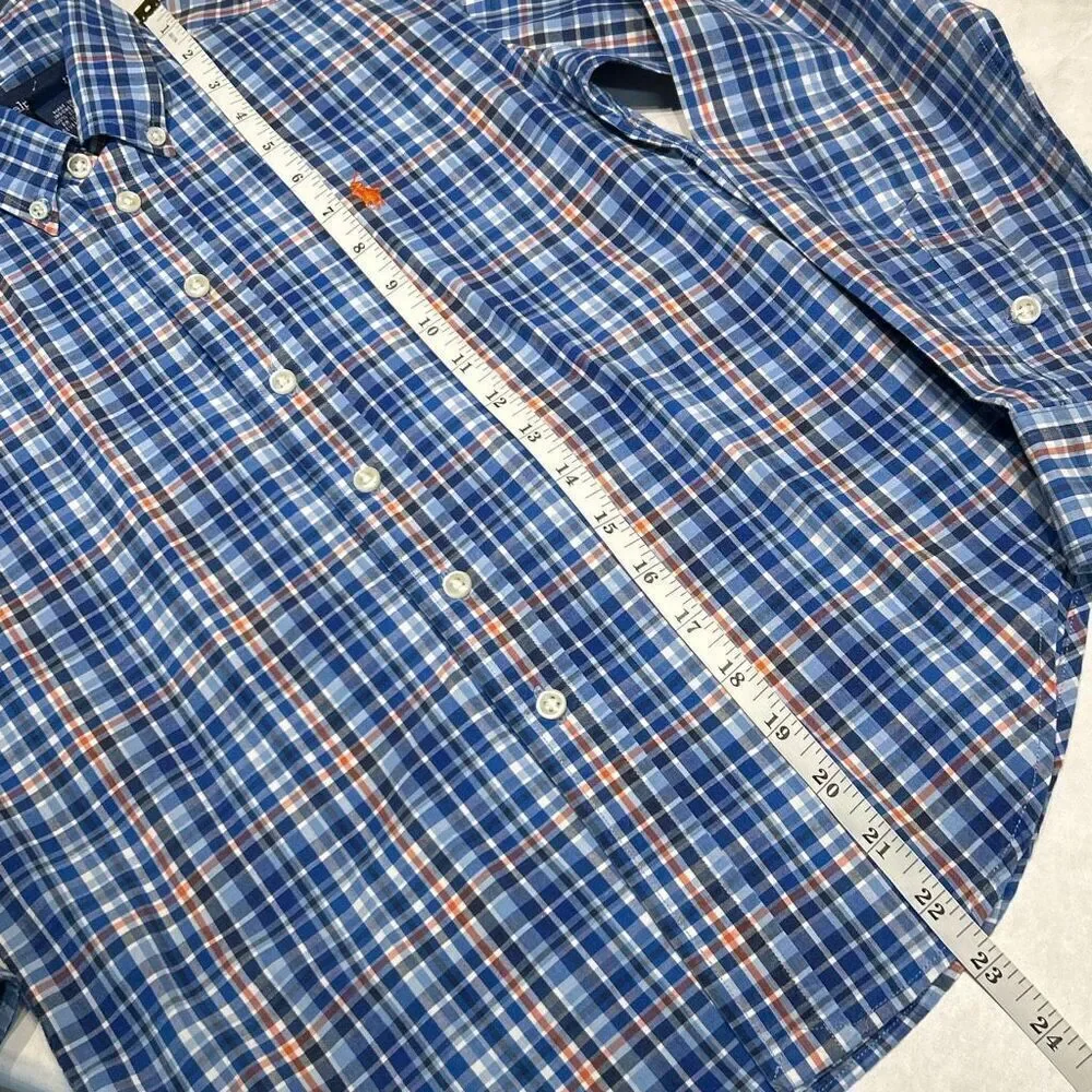 Ralph Lauren Boys Button Down Shirt Sz Small 8-10 Blue Plaid Long Sleeve